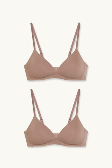 Women - Multipack of 2 - non-wired bra - padded - LYCRA® - light brown
