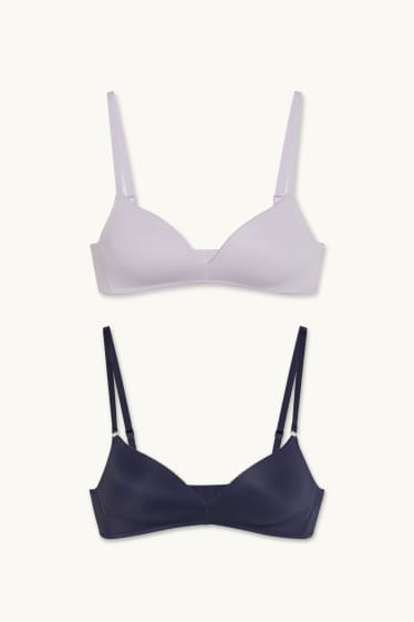 Donna - Confezione da 2 - reggiseno senza ferretti - imbottito - LYCRA® - blu scuro