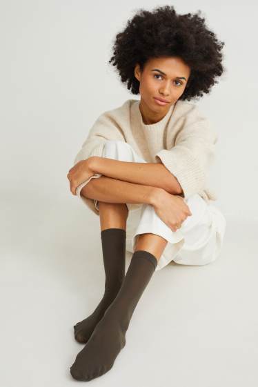 Damen - Multipack 4er - Feinkniestrümpfe - Komfortbund - 40 DEN - dunkelbraun