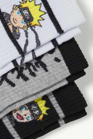 Enfants garçons - Lot de 3 paires - Naruto - chaussettes à motif - blanc