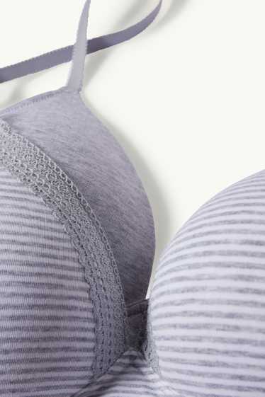 Donna - Confezione da 2 - reggiseno senza ferretti - imbottito - grigio chiaro