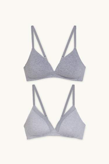Donna - Confezione da 2 - reggiseno senza ferretti - imbottito - grigio chiaro