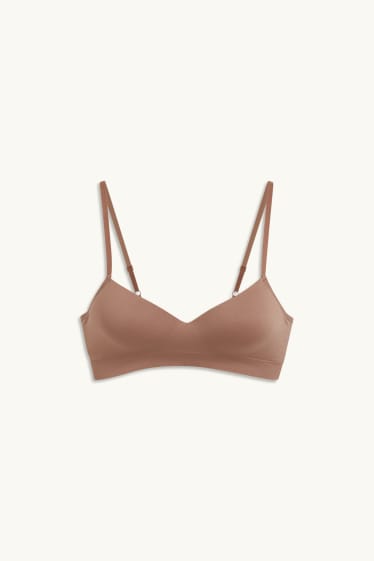 Damen - BH ohne Bügel - wattiert - seamless - braun