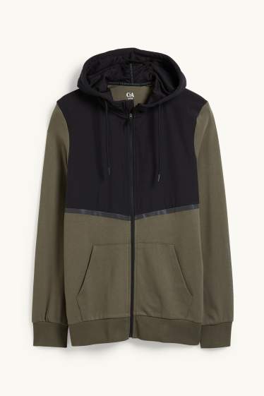 Hommes - Veste en molleton dotée d’une capuche - noir / beige