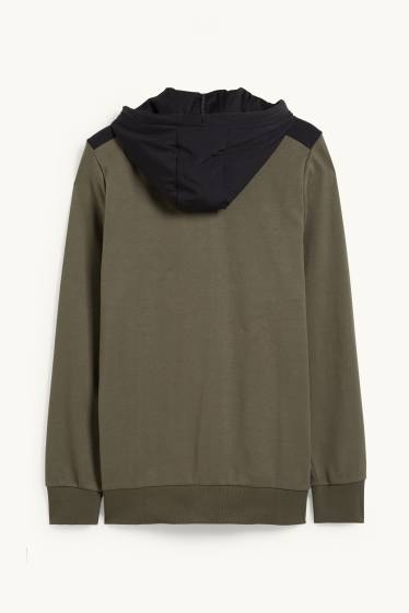 Hommes - Veste en molleton dotée d’une capuche - noir / beige
