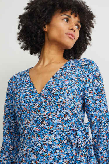 Women - Wrap dress - floral - blue