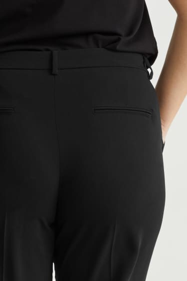 Femmes - Pantalon de toile - mid waist - straight fit - noir
