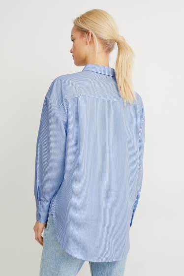 Damen - Bluse - gestreift - blau / weiss