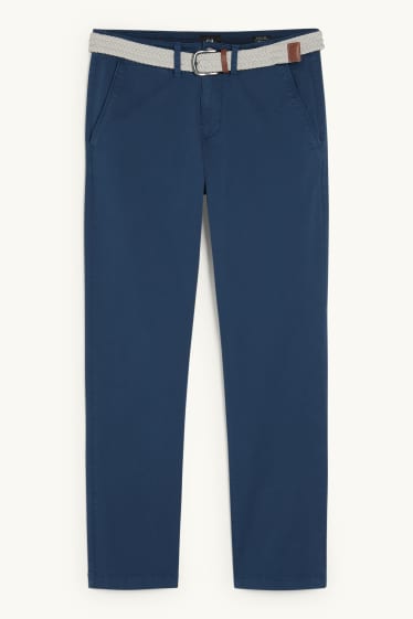 Men - Chinos with belt - regular fit - dark blue