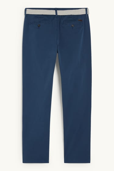 Men - Chinos with belt - regular fit - dark blue