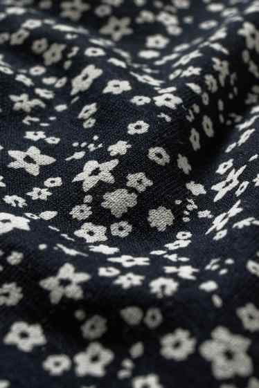 Women - Long sleeve top - floral - dark blue
