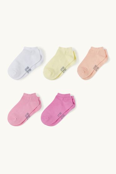 Enfants filles - Lot de 5 paires - chaussettes de sport - rose