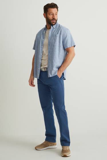 Men - Chinos with belt - regular fit - dark blue