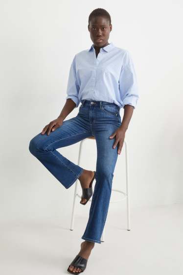 Damen - Bootcut Jeans - High Waist - jeansblau