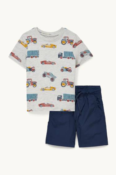 Kinder Jungen - Set - Kurzarmshirt und Shorts - 2 teilig - dunkelblau