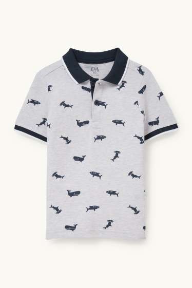 Copii - Băieți - Tricou polo - cu model - gri deschis melanj