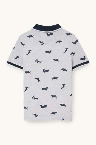 Copii - Băieți - Tricou polo - cu model - gri deschis melanj