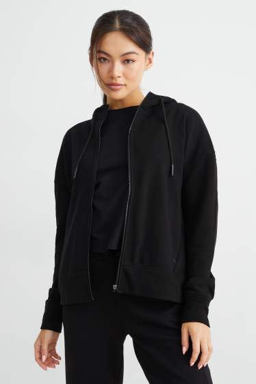 Donna - Felpa con zip e cappuccio - nero