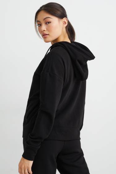 Donna - Felpa con zip e cappuccio - nero