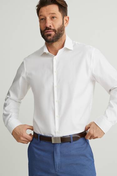 Hommes - Ceinture en cuir - marron foncé