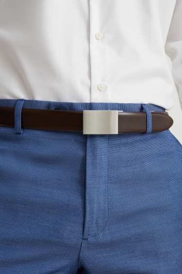 Hommes - Ceinture en cuir - marron foncé