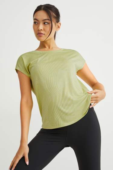 Women - Active T-shirt - running - patterned - yellow