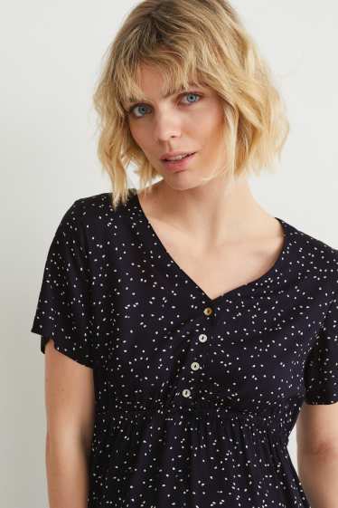 Femmes - Robe d'allaitement - à pois - bleu foncé