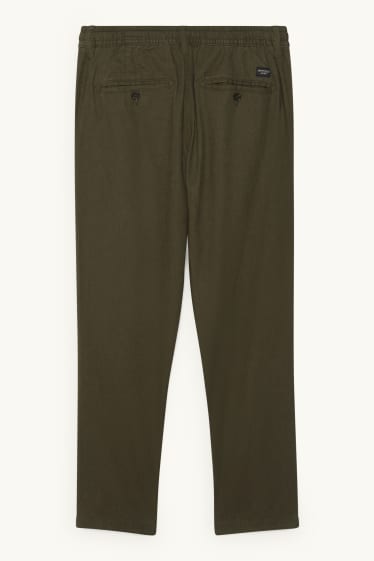 Home - Chino - tapered fit - mescla de lli - verd fosc
