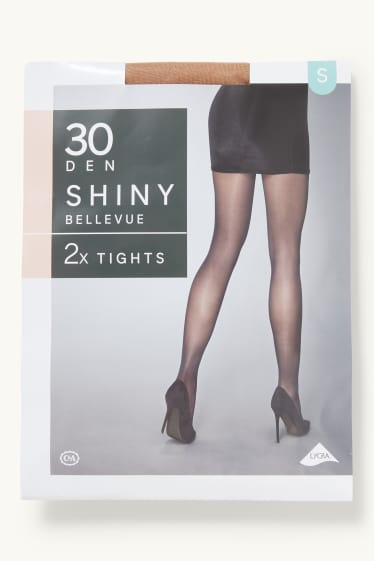 Damen - Multipack 2er - Feinstrumpfhose - 30 DEN - beige