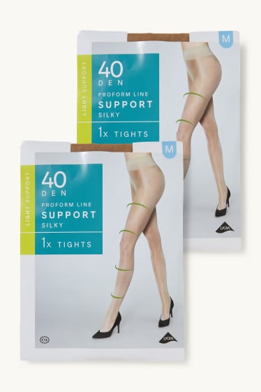 Dames - Set van 2 - panty - 40 DEN - beige
