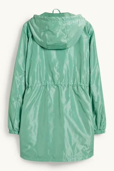 Damen - Jacke mit Kapuze und Tasche - faltbar - grün