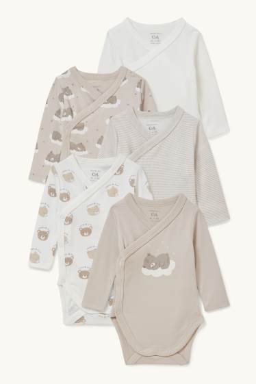Bébés garçons - Lot de 5 - bodys croisés bébé - beige
