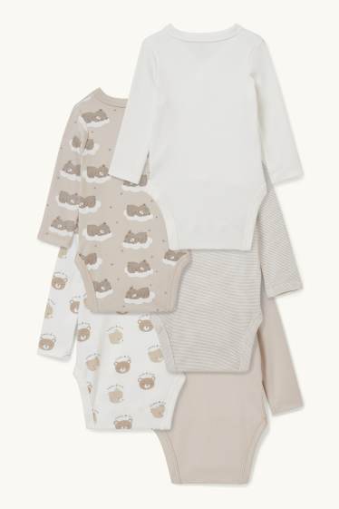 Bébés garçons - Lot de 5 - bodys croisés bébé - beige