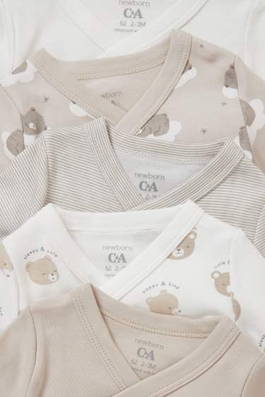 Bébés garçons - Lot de 5 - bodys croisés bébé - beige