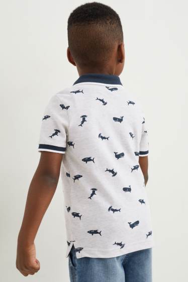 Copii - Băieți - Tricou polo - cu model - gri deschis melanj