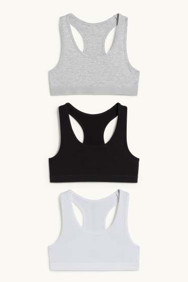 Enfants filles - Lot de 3 - brassières - gris clair chiné