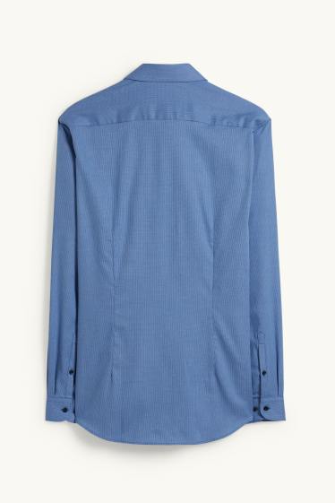 Men - Business košile - slim fit - kent - snadné žehlení - se vzorem - blue
