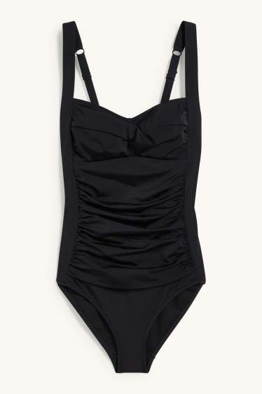 Damen - Badeanzug mit Raffung - wattiert - LYCRA® XTRA LIFE™ - schwarz
