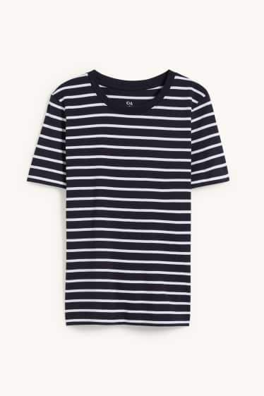 Femmes - T-shirt basique - à rayures - bleu foncé