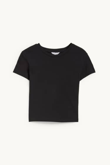 Damen - Crop T-Shirt - schwarz