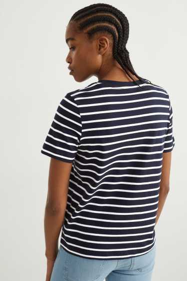 Femmes - T-shirt basique - à rayures - bleu foncé