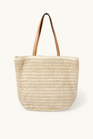 Mujer - Bolso shopper de paja - beige claro