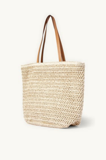 Mujer - Bolso shopper de paja - beige claro