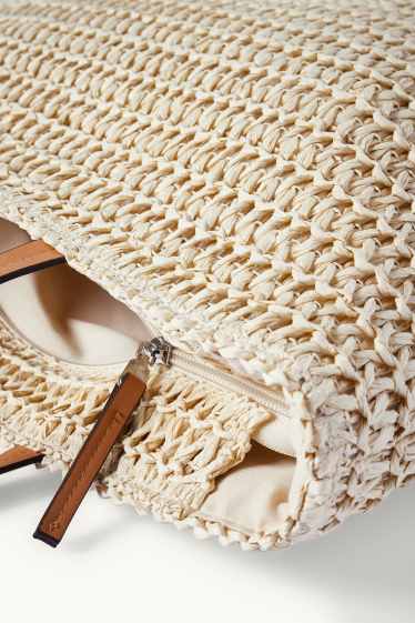 Mujer - Bolso shopper de paja - beige claro