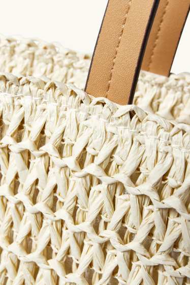 Mujer - Bolso shopper de paja - beige claro