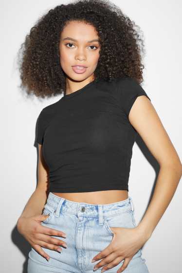 Damen - Crop T-Shirt - schwarz