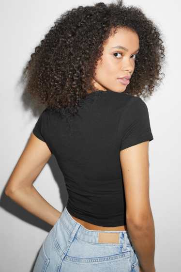 Damen - Crop T-Shirt - schwarz