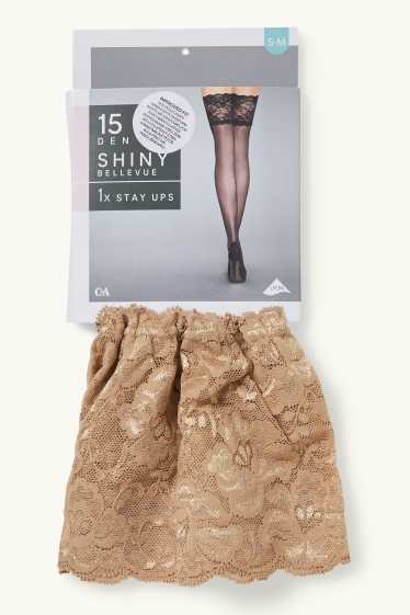 Donna - Calze autoreggenti - 15 DEN - beige