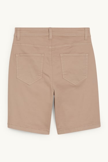 Dámské - Džínové bermudy - mid waist - béžová