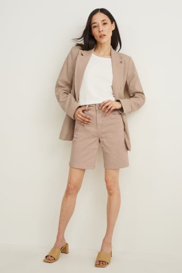 Dámské - Džínové bermudy - mid waist - béžová